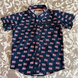 Fieldstone Navy American Flag Button Down Shirt